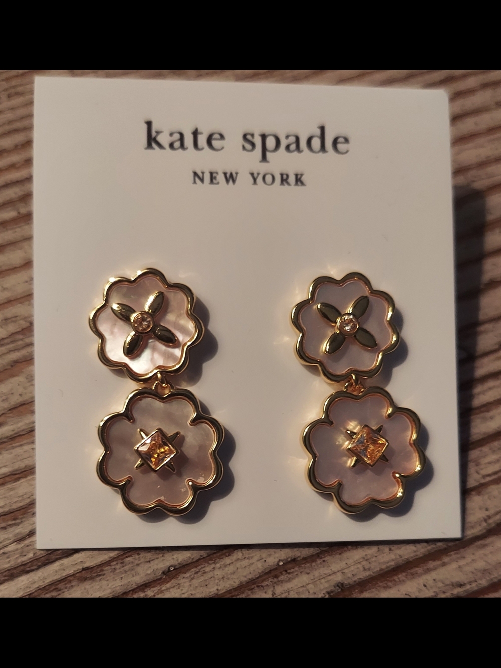 kate spade Gold and Blush Floral Double Drop Earrings